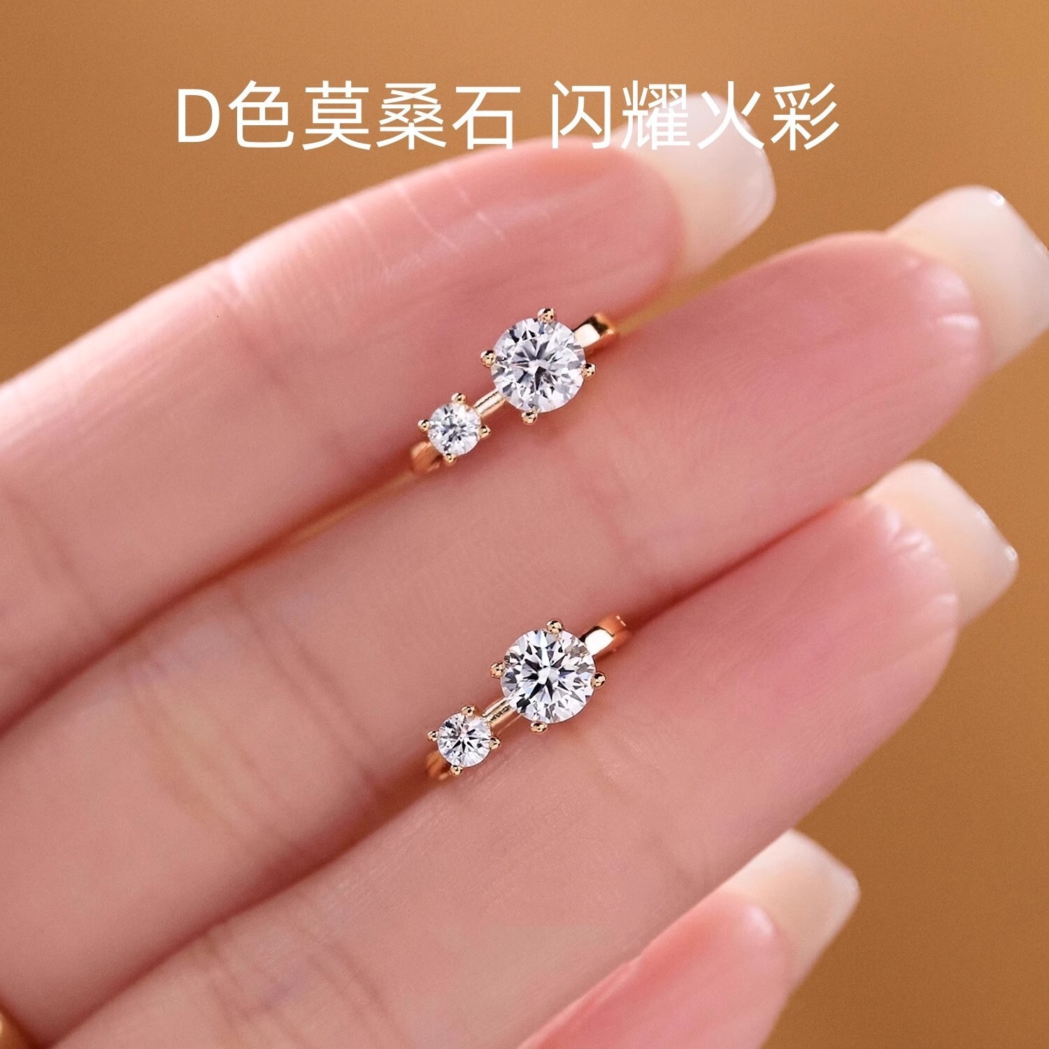 Genuine S925 Sterling Silver Double Diamond Moissanite Earrings for Women, 18K White Gold Plated, Elegant Hoop Earrings, Light Luxury Minimalist Sty