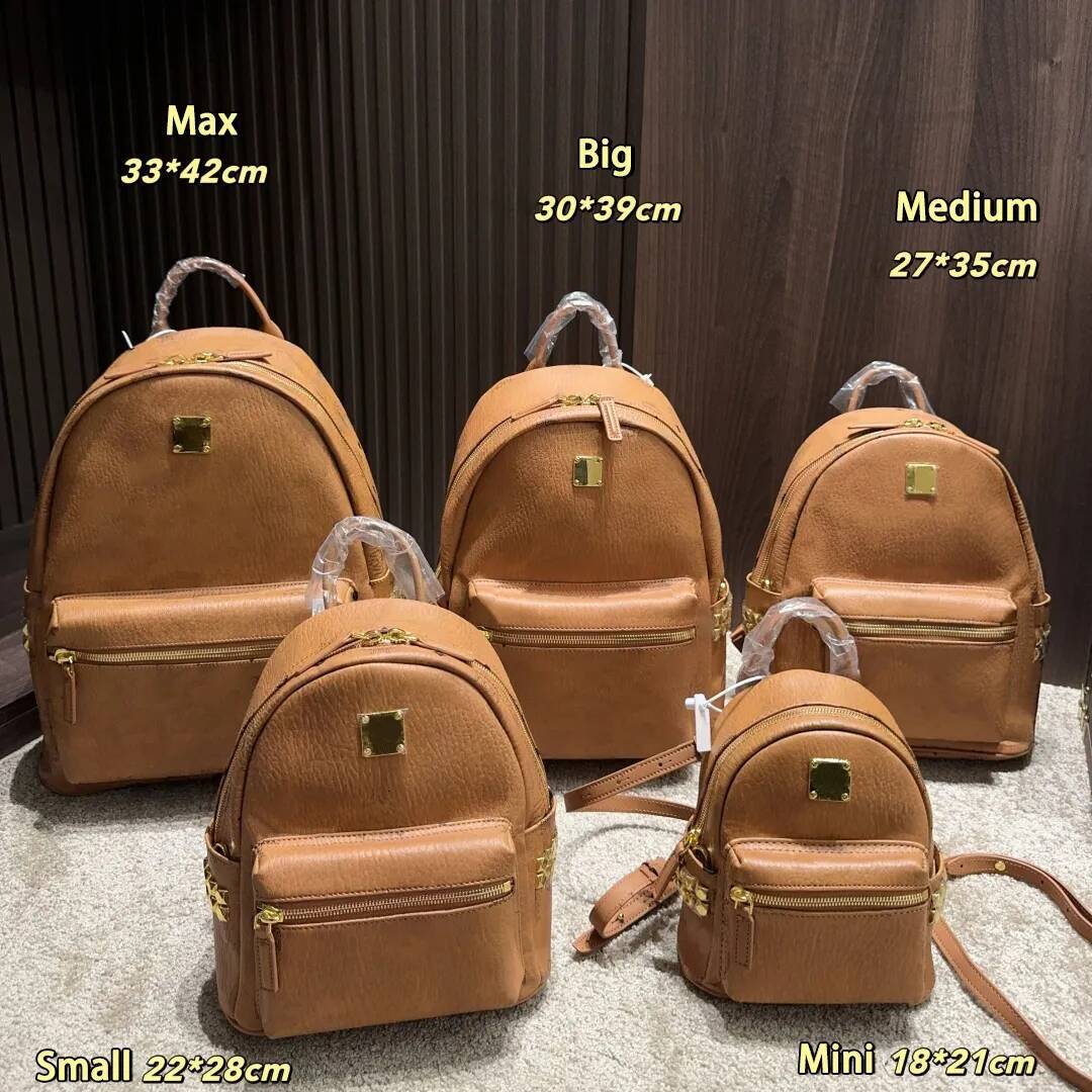 Mcmness Vintage Bag Monogram Women Shoulder Totes Backpack Purse Multi Size Travel Shoulder Rucksack Ladies Daily Shopping Crossbody High Quality Ha