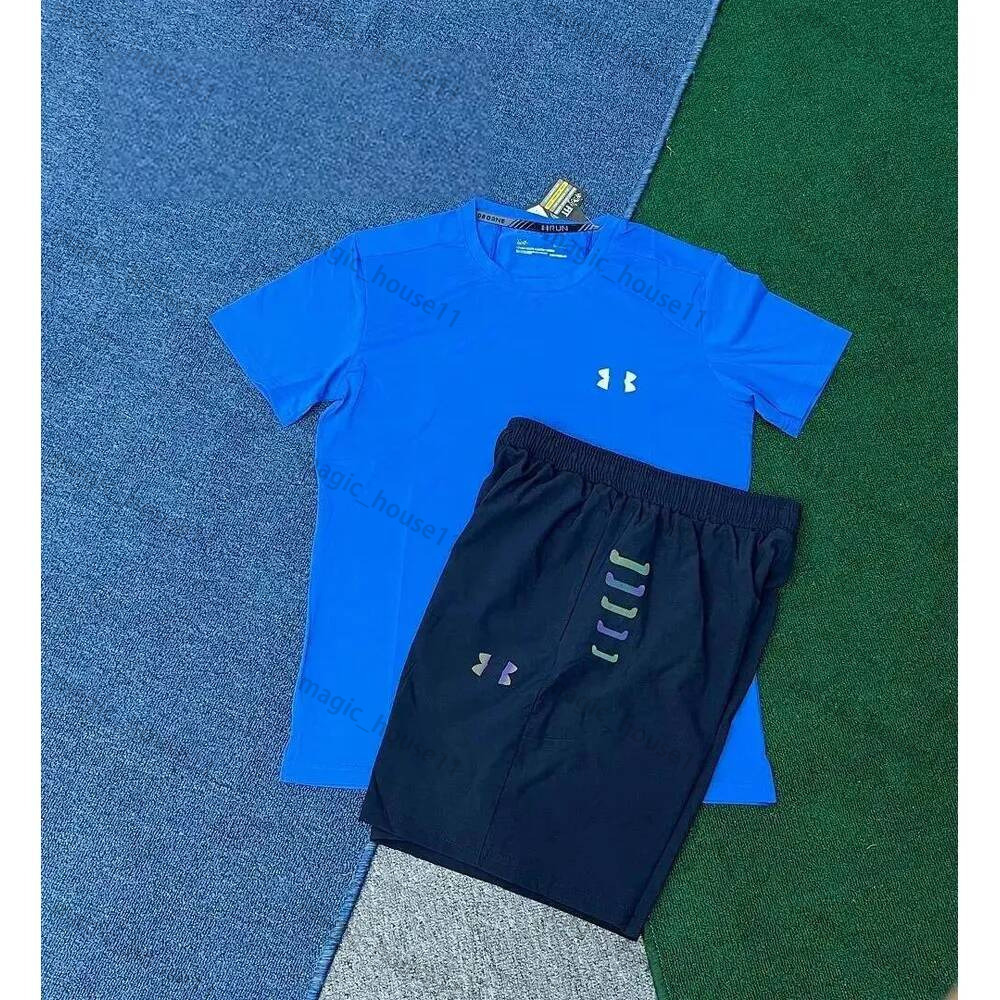 Under Amourr Tracksuit High Street Hip Hop Sportswear Men Women Running Under Shirt Shorts Set Round Neck Breathable Summer High Quality Hot Sale Tr