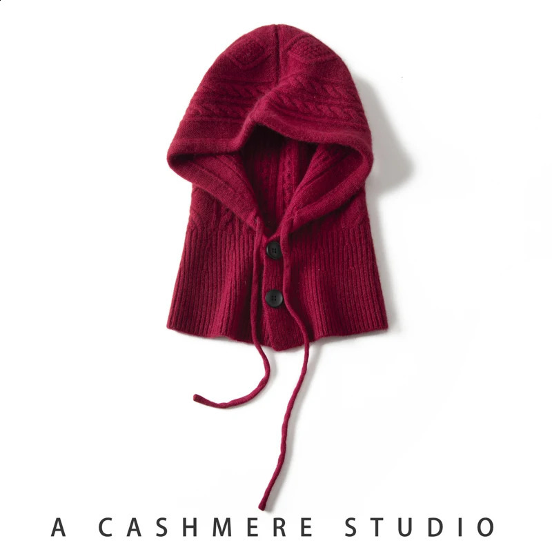 Autumn Winter Women's Hat 100% Pure Cashmere Knitted Scarf Hats Outdoor Warm Fashion Girl Cap Lady High Quality Neck Scarf 260917