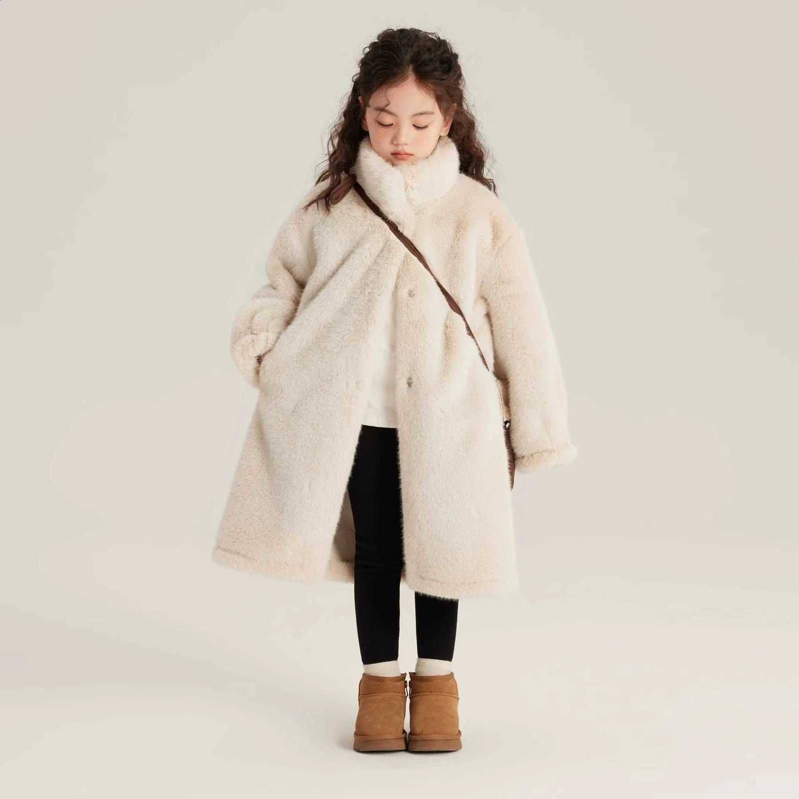 Plush New Girls Teenagers Winter Jacket Solid Color Keep Warm Princess Fur Coat Christmas Gifts 5 6 8 10 12 Years Kids Clothes J260917