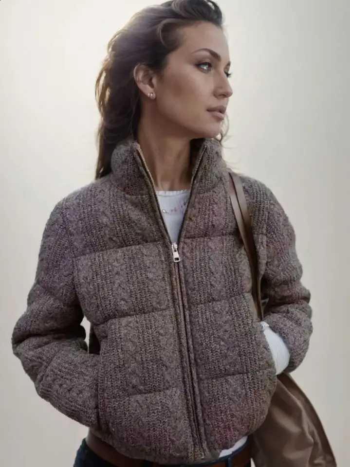 Women's Vintage Winter Loose TurtleneCK Zipper Padded Coats Lady Elegant Knitted THiCKen Warm JaCKets Parkas H260917