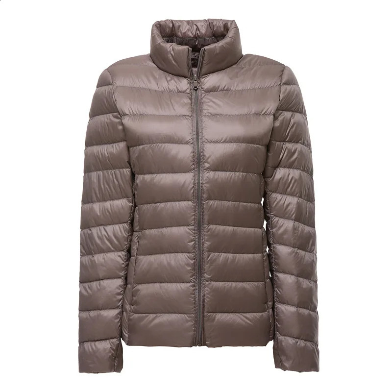 2026 Winter Women Blue Ultralight Thin Collar Jacket White Overcoat Long Sleeve Warm Coat Parka Female Portable Outwear 260915