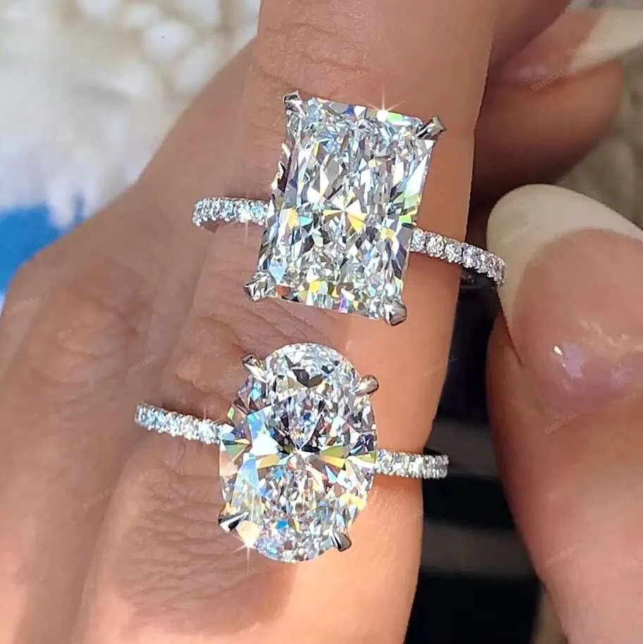 Wholesale 10K 14K 18K Vvs Moissanite Engagement Rings Women 925 Silver Diamond Emerald Radiant Oval Cut Gold Ring Jewelry