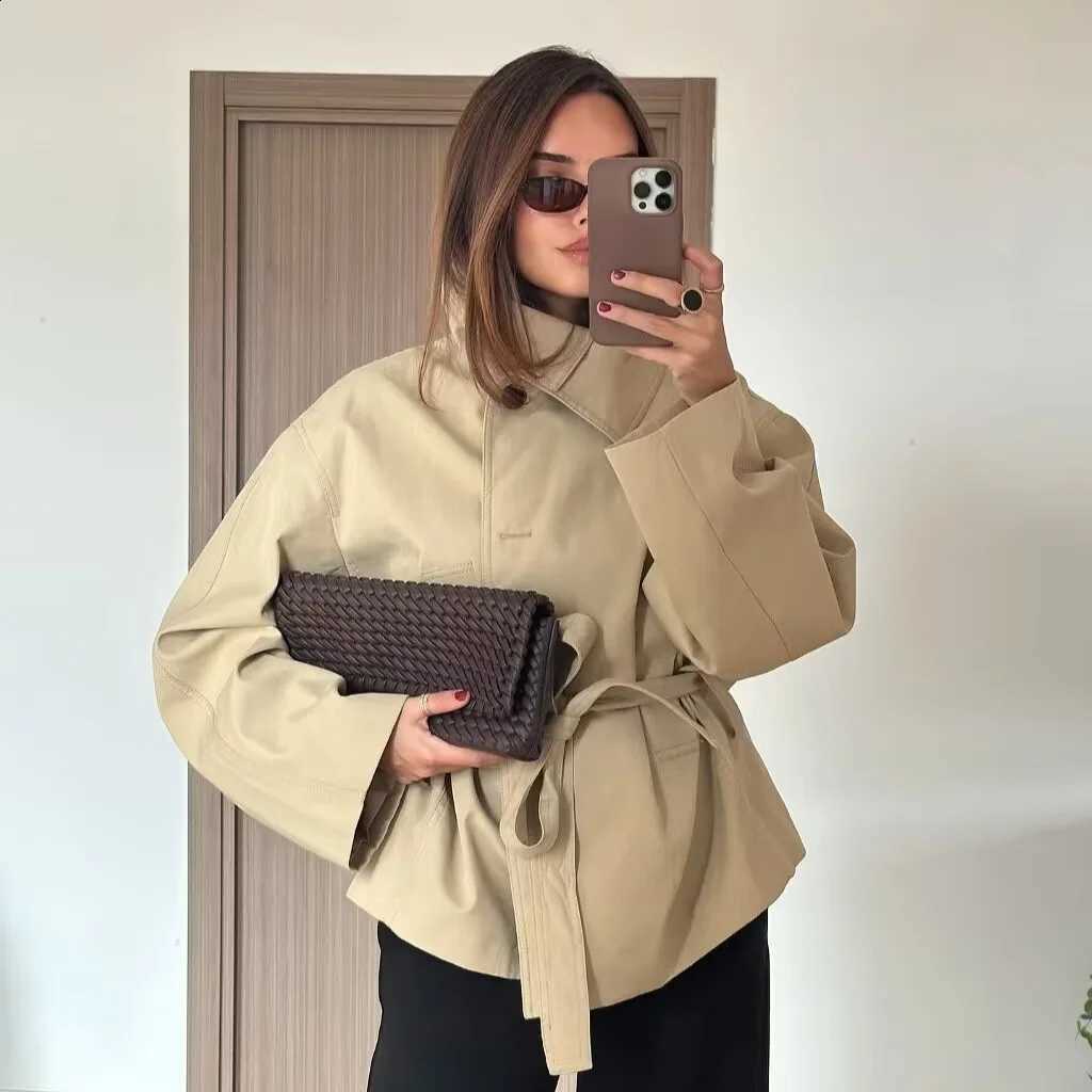 Trench Oversized Belted Suninbox Women's Coat - Classic Khaki Windbreaker for Spring Autumn Commute Streetwear D2609091