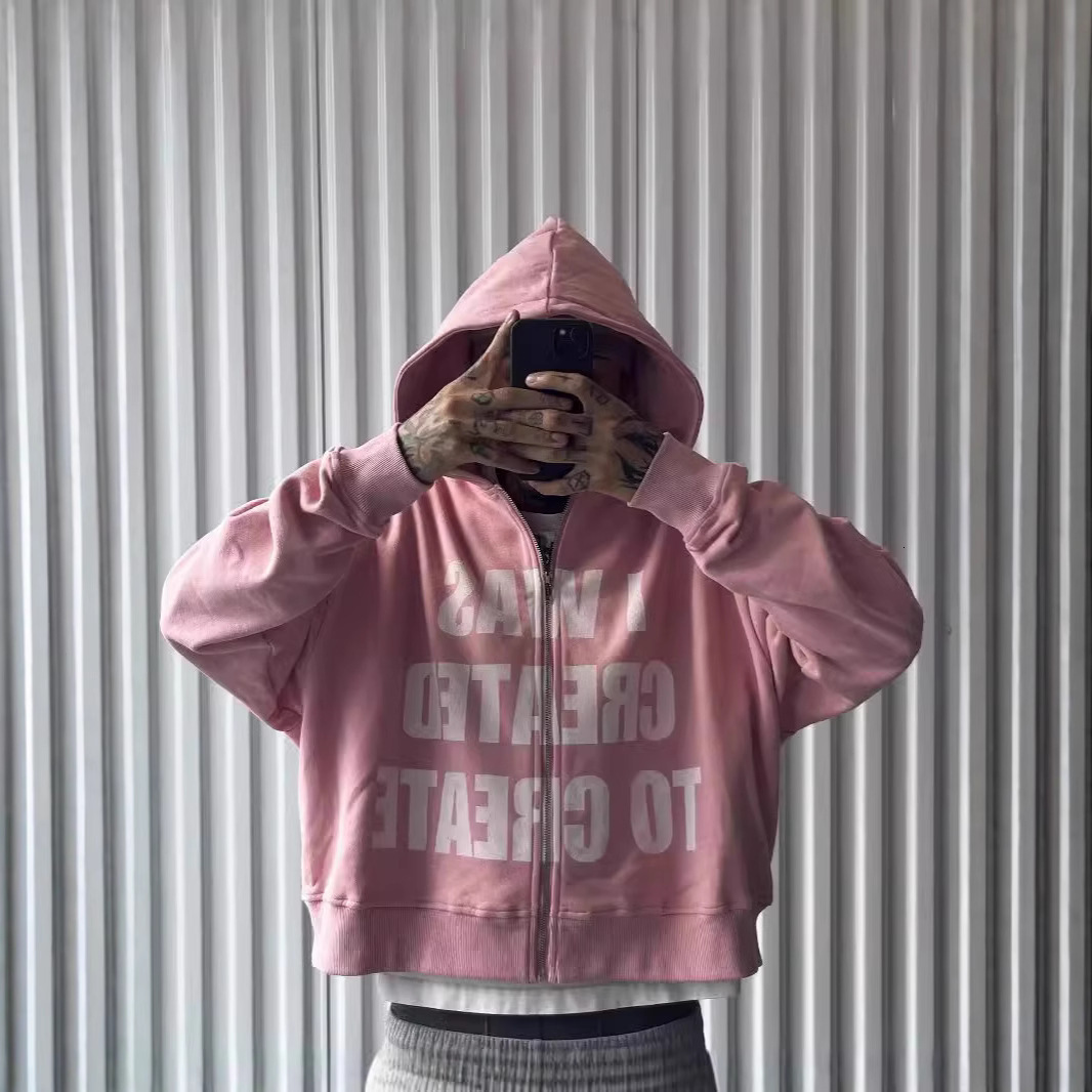 2025 Spring Autumn European and American Sports Casual Pink Printed Hoodie Unisex Cross-Border Wholesale 60