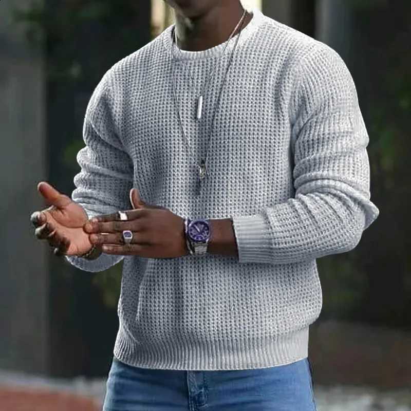 Spring Autumn Men's New Pop Fashion Casual Trendy Solid Color American Waffle Long Sleeve O-neck T-shirts Loose Undershirts Male J260916