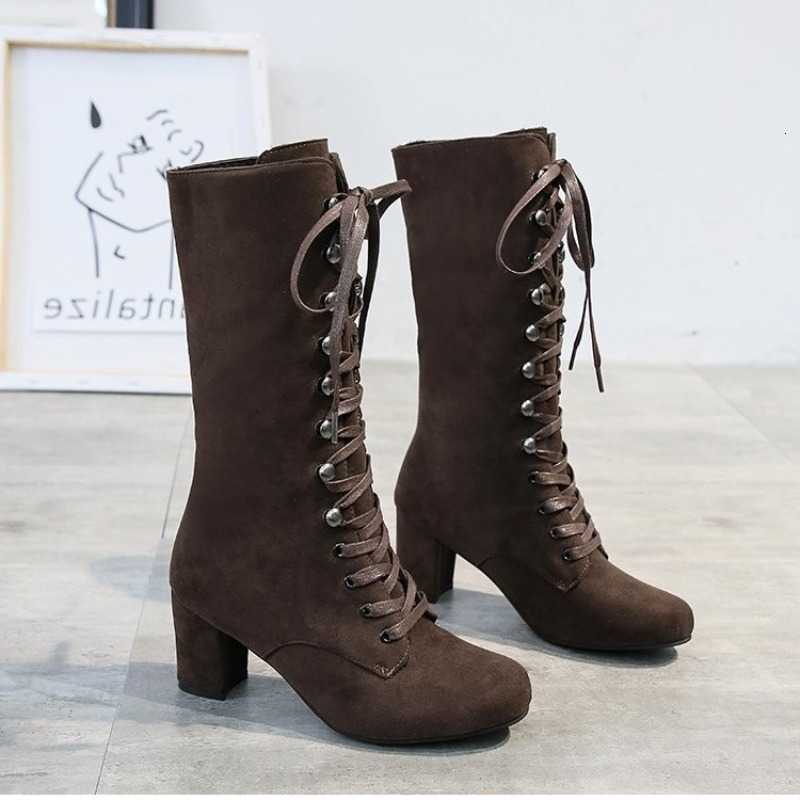 Botas Classic Women High Boot 2026 Autumn New Suede Plus Size Women Shoe French Thick Heel High Heel fa1 Casual Womens Boots D260917