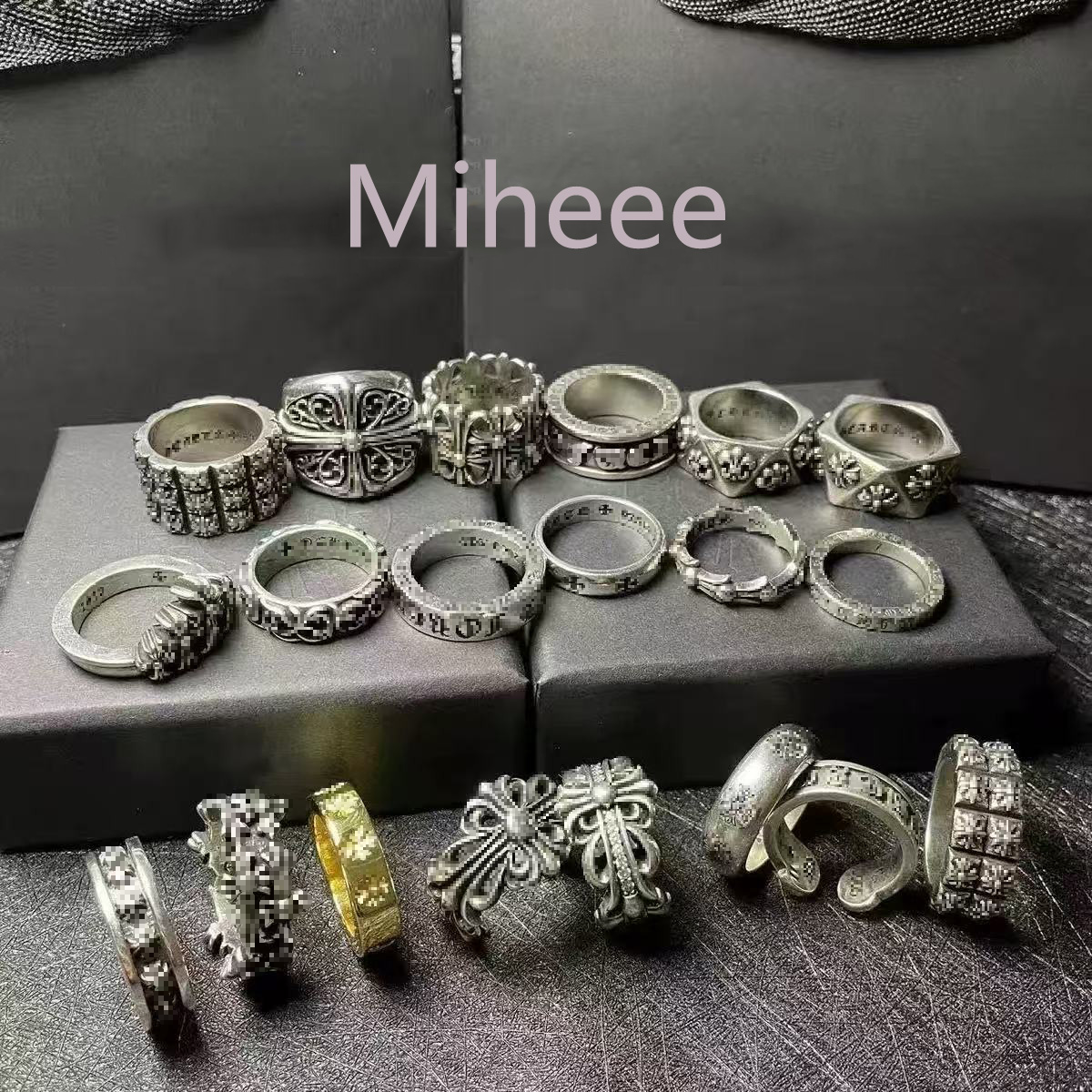 20 style Designer Silver Moissanite Cross Rings Chrome Pendant Ring for men and women Luxury Brand trend personality punk Lovers gift hip hop rock j