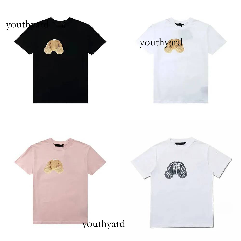 Palm Ang T Shirt Splashed Ink Graphic Tee Men Street Vintage Hip Hop Short Sleeve Casual Round Neck Graffiti Letter Print Shirt Women Black Bear Pal