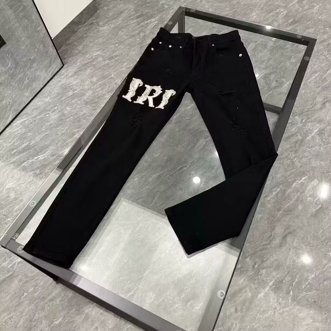 jeans for mens designer Ripped Jeans Slim Straight Fitted American retro men pants Durable retro Casual Street Denim Jeans men women
