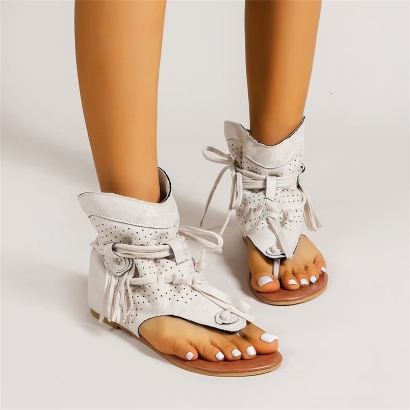 Womens Sandals Retro Gladiator Ladies Clip Toe Vintage Boots Casual Tassel Rome Fashion Summer Woman Shoes for Female 260917