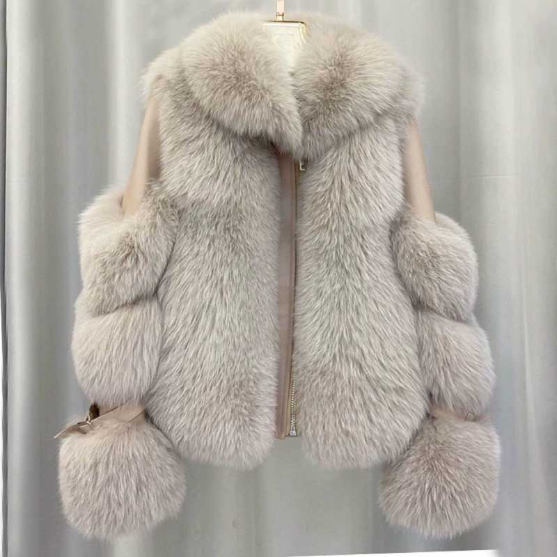 Women Cropped Winter Coat Oversized Statement Collar Front Zipper Multi Section Sleeve Adjustable Buckle Cuff Compact Fit Solid Black Edgy Elegant O