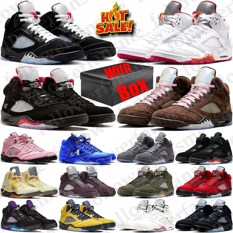 With Box Designer Basketball 5 5s Sport Shoes Wolf Grey Metallic sneakers for mens women University Blue Sunset Halloween Fire Red Size 36-47