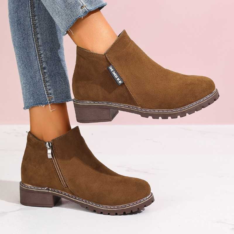 Women Autumn Winter Ankle Boots Side Zipper Chunky Heel Comfortable fa1able Casual Formal Wear New Platform Hot Sale Shoes D260917