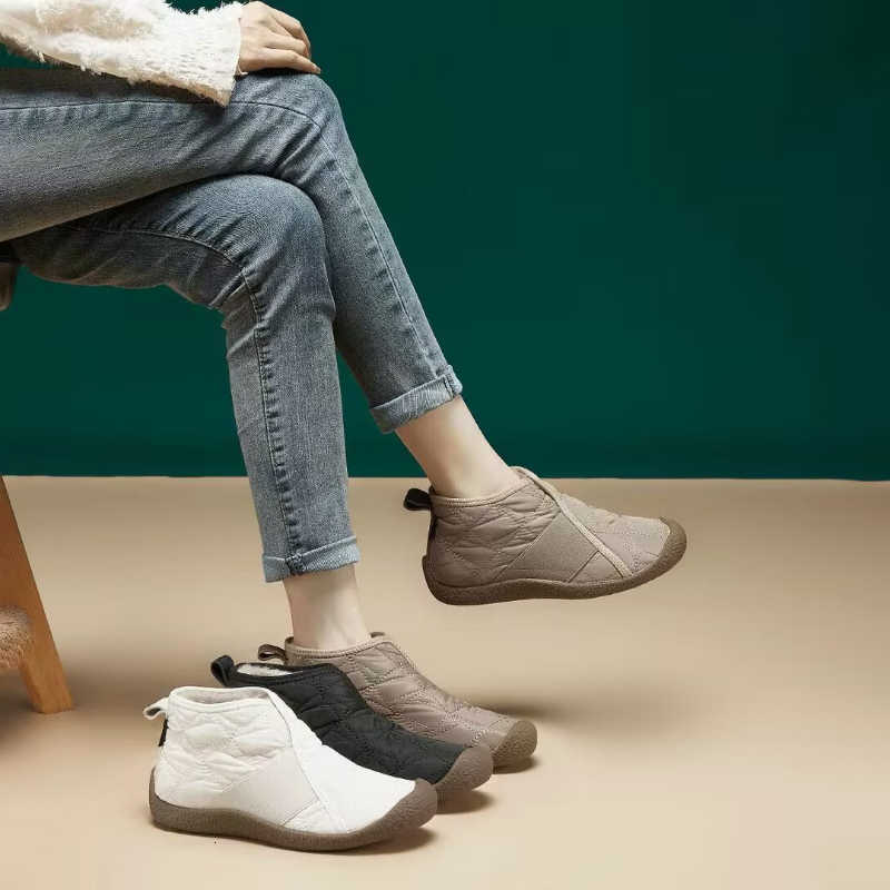 Women Winter Snow Boots 2025 New Flat Ankle Boots Waterproof NonSlip Fleece Lined Warm Casual Cotton Shoes For Ladies Simplemen D260917