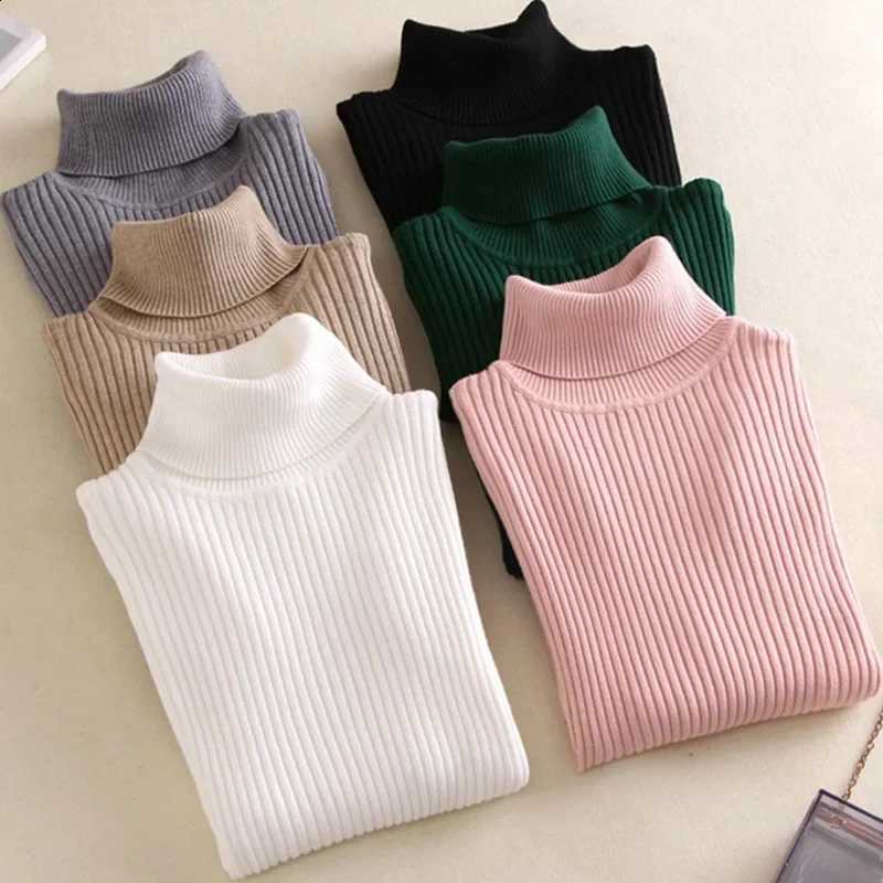 Jumper Casual Soft neck New Autumn Winter Women Knitted Turtleneck Sweater Fashion Slim Elasticity Solid Ribbed Pullovers J260916