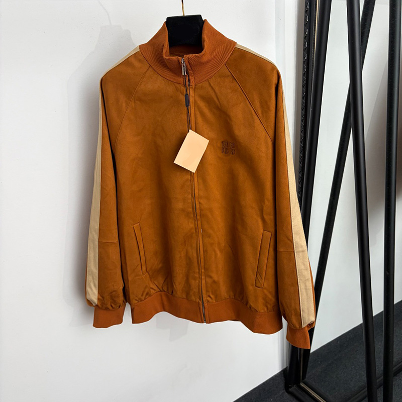 Retro Faux Suede Track Jacket Women Designeer Raglan Sleeve Stand Collar Zip Jackets Autumn Street Daily Coats for Women