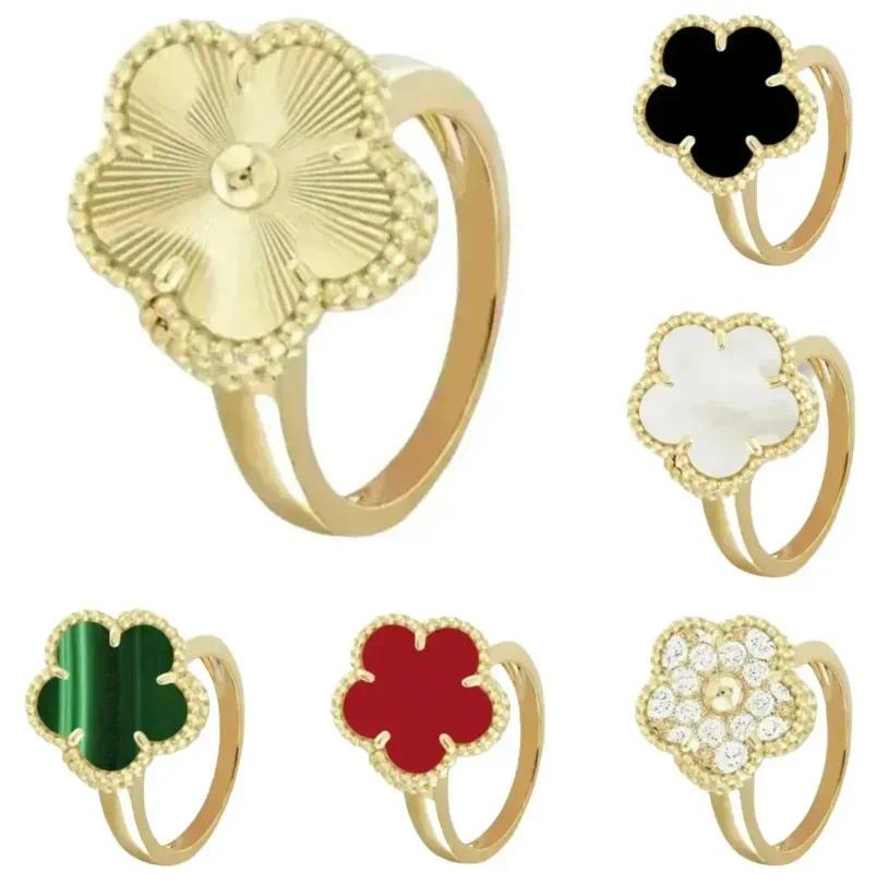 Clover Ring Designer Jewelry Fashion Woman luxury Ring Mother Of Pearls gold Ring Jewlery Temperament Wedding rings Daily Outfit size 6-9