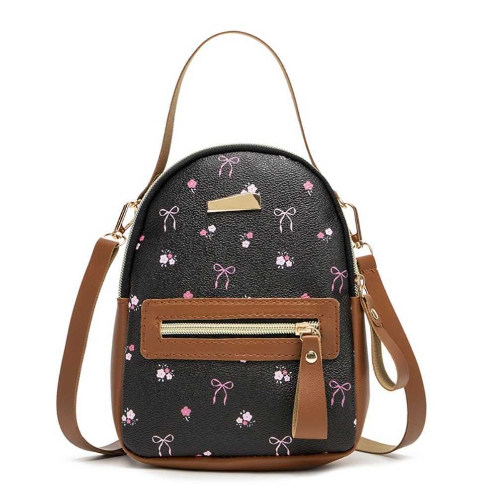 Printed Leisure Fashion Women Backpack Double Layer PU Shoulder Bag Versatile Satchel TravelT260917