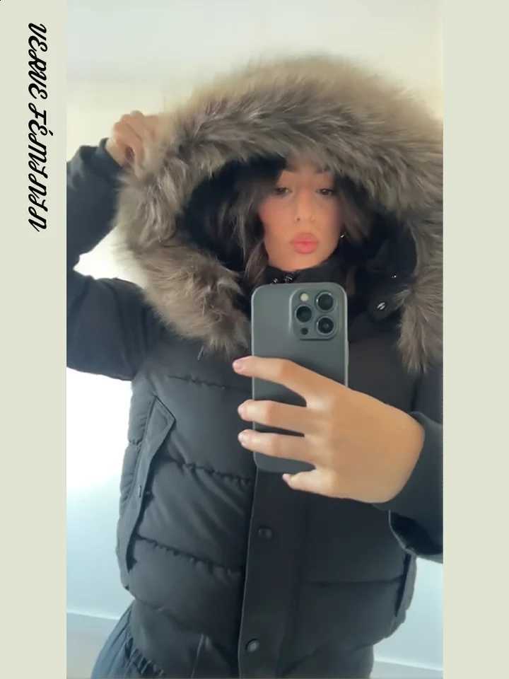 Hooded Faux Fur Collar Padded Coat Women Elegant Lantern Full Sleeve Single Breasted Pocket Ruched Winter Coats Chic Outerwears H260917