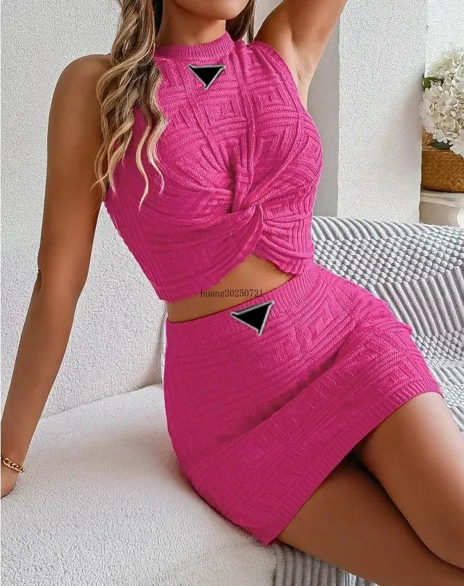 Women's designer summer sexy sleeveless vest bra skirt party dress top shirt women's elastic brand clothing fashion casual set