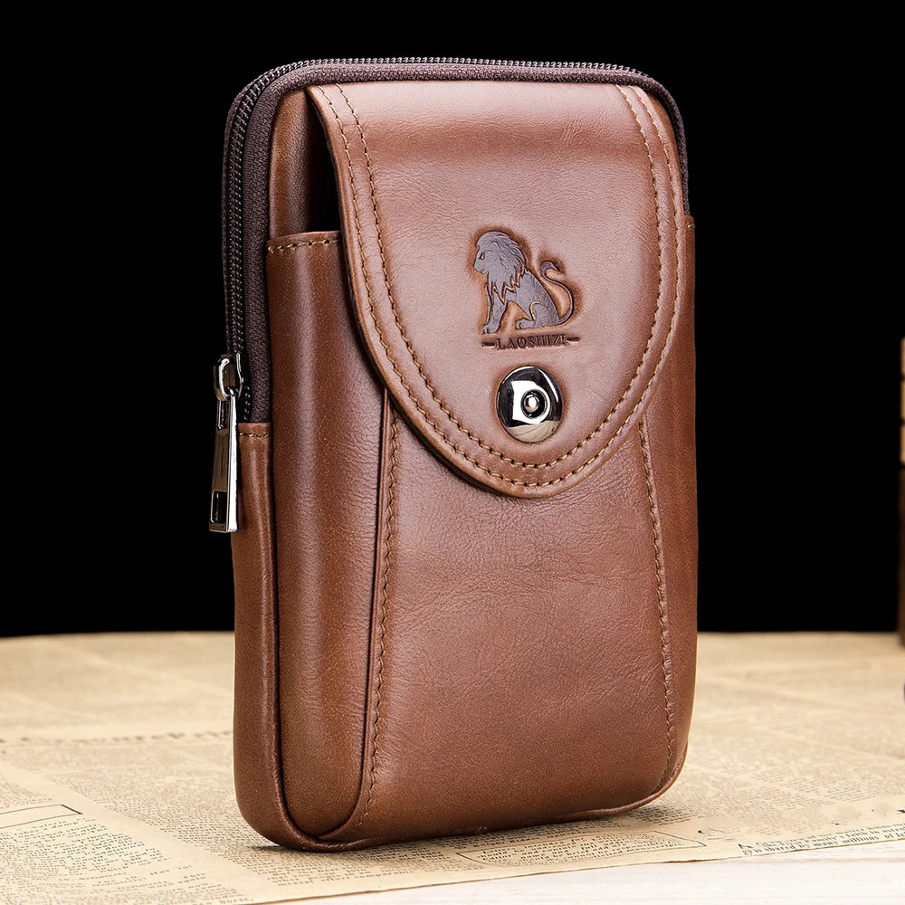 Men's cowhide waist bag with wearable belt multifunctional hook genuine leather 260917
