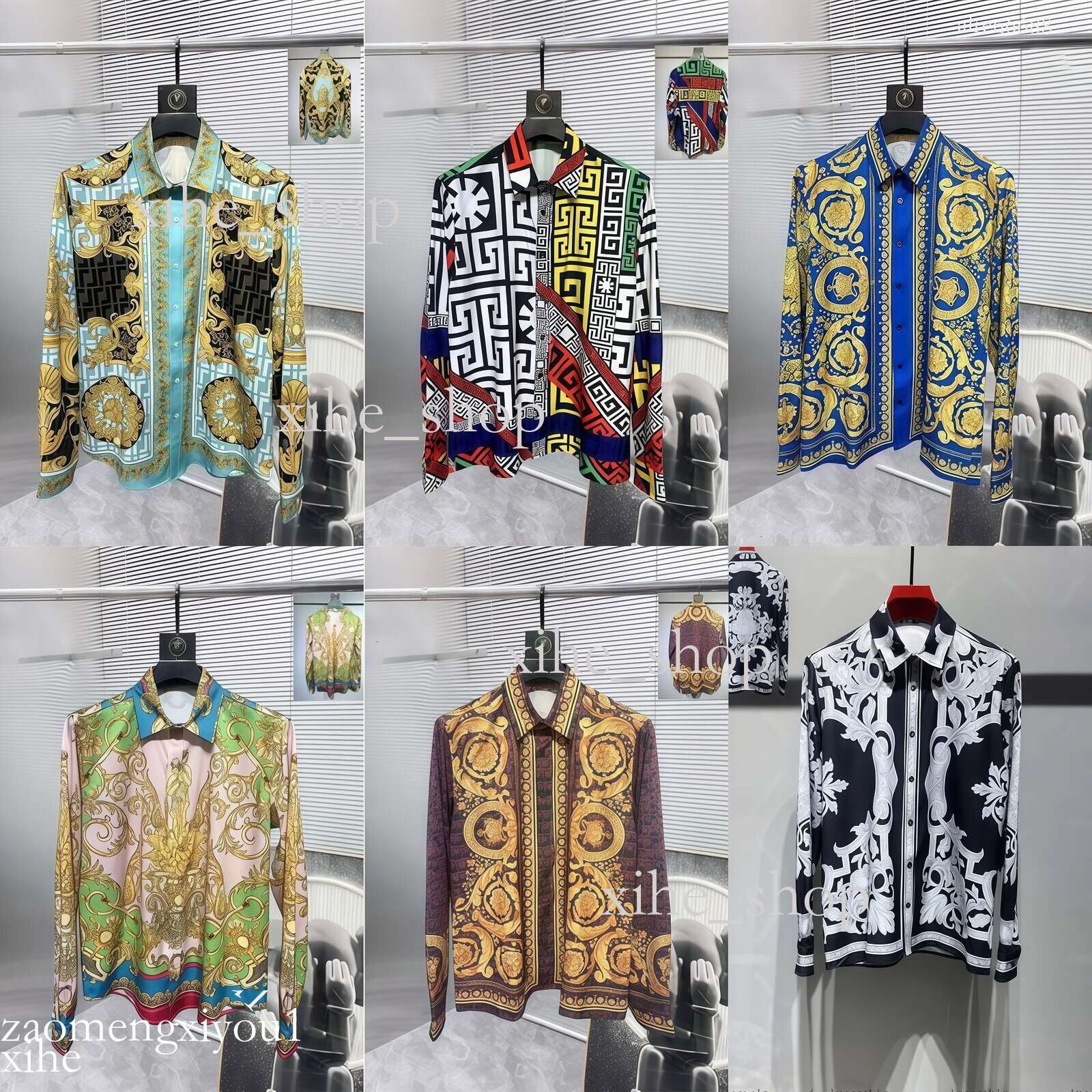 men fendacet shirt New Luxury Dress clothes s mens printed shirts slim fit Brand Print Designer Button Up Shirt T shirt clothing Tshirt