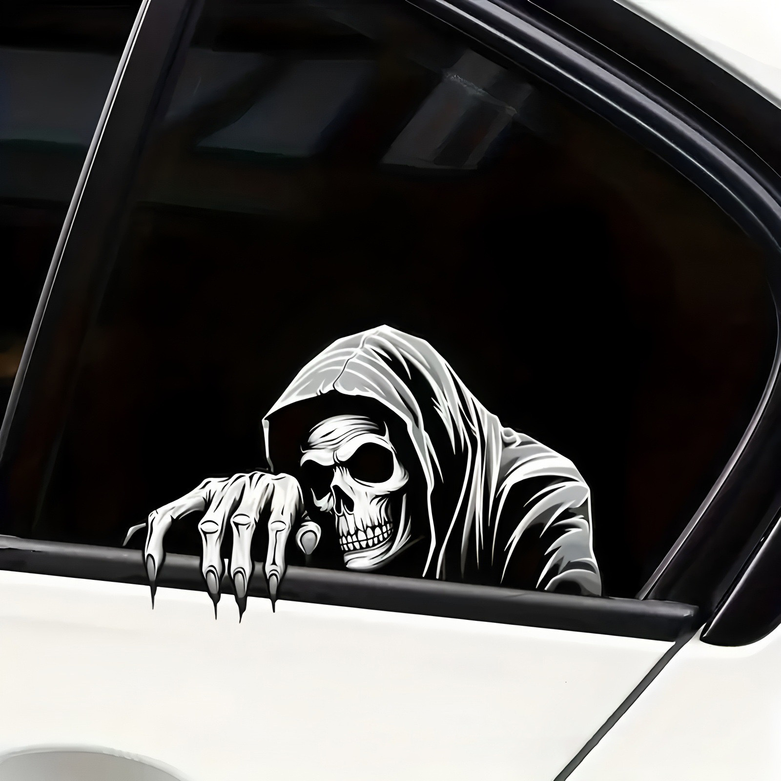 Cross-Border Hot-Selling New Product Halloween Horror Skull Guard Car Motorcycle Rearview Mirror Decoration Sticker