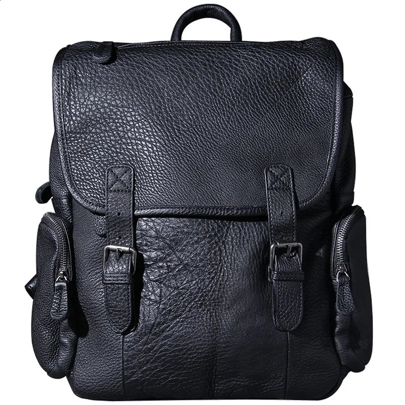 The First Layer Leather Men Backpack Shoulder Bag Travel Large-capacity Laptop Backpacks Casual Schoolbag Original Male 260916
