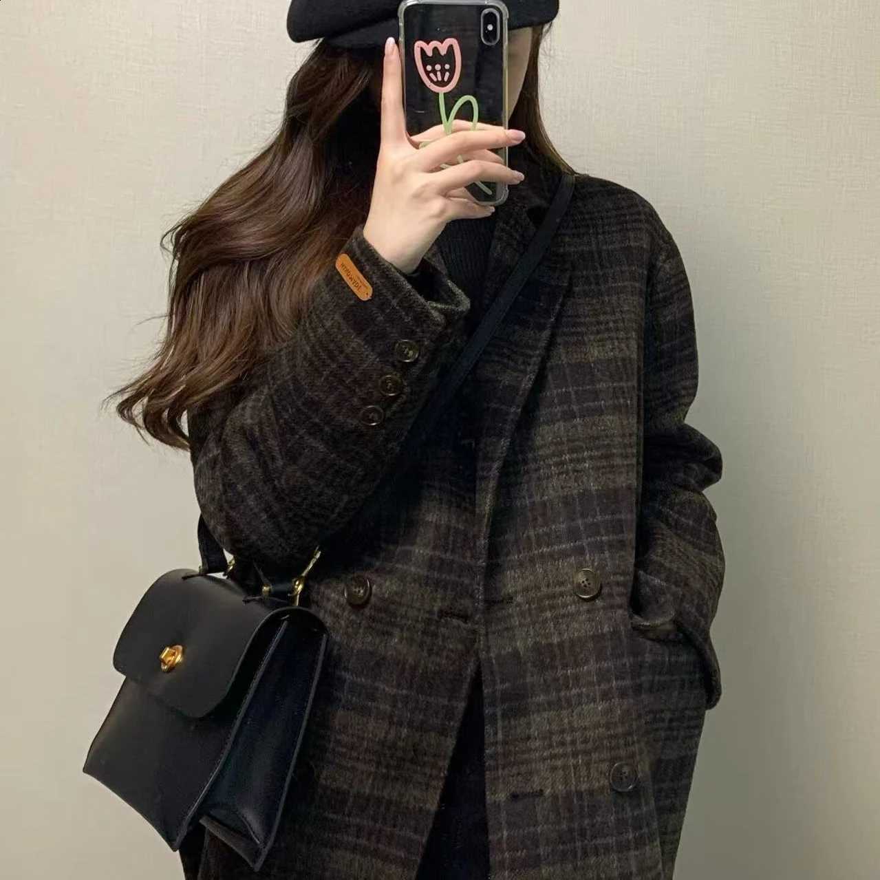 2025 New Temperament Autumn Winter Women Woolen Suit Thick Coat Korean Style Wool Overcoat Female Office Lady Tops Female Jacket C260917