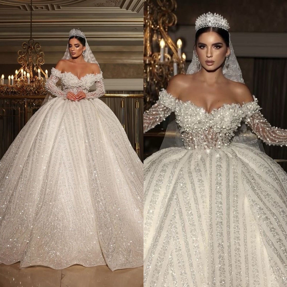 Design Ball Gown Wedding Dresses Sweetheart Off Shoulder Beads Sequins Lace Backless Pleat Court Gown Bridal Customized Robe