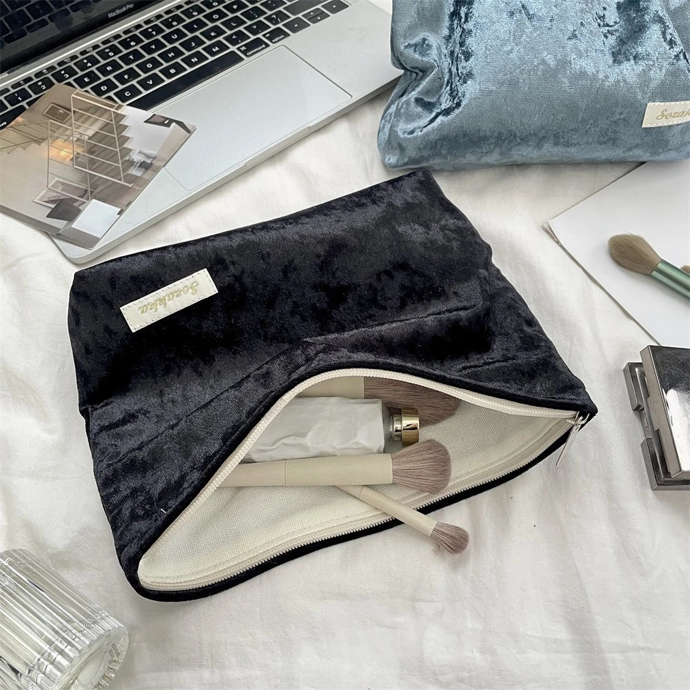 Velvet Cosmetic Bag Portable Travel Toiletry Organizer Soft Makeup Storage Pouch 260916