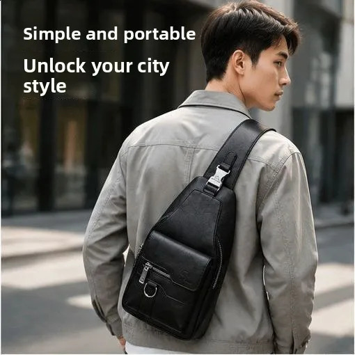 Men's Chest Bag Fashion High Quality Solid Color Crossbody Advanced Versatile Multi Functional Sports bag 260917