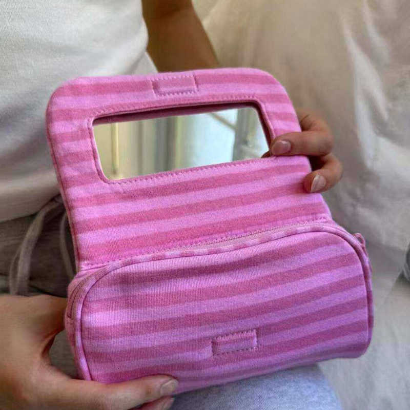 Polka Retro Striped Dot Flip Coin Purse Multi Layered Makeup Bag Mirror Exquisite Portable Travel Vacation Grooming Storage BagT260917