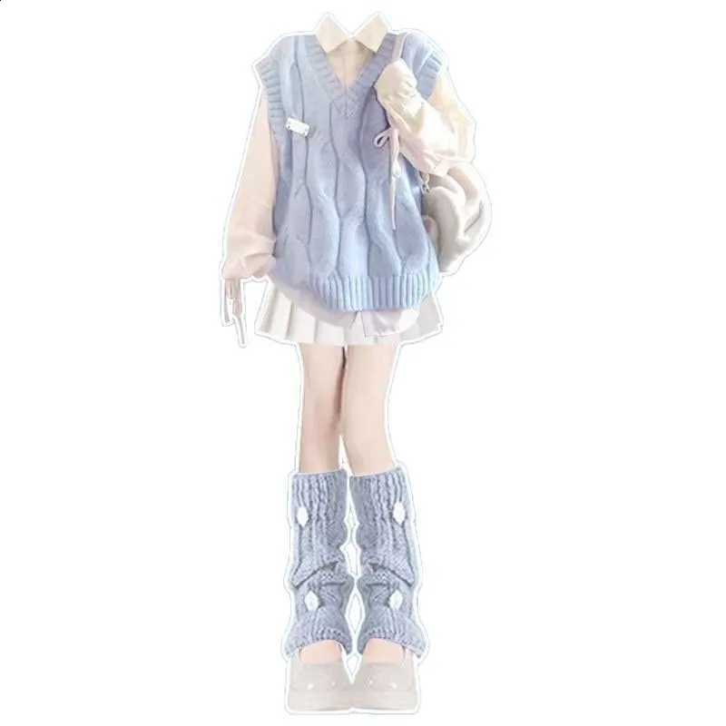 Vest Temperament Knitted Dressing Dopamine Shirt Women's Early Autumn 2025 College Style Pleated Skirt Set Three Piece SetW260915