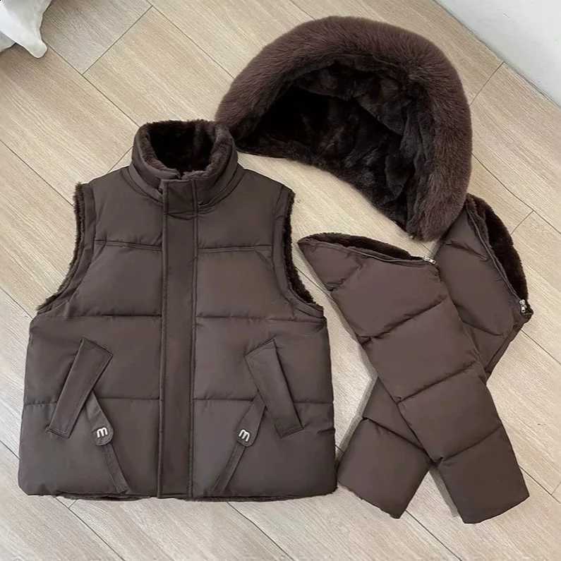 Winter New Women Down Cotton Jacket Hooded Reversible Loose Parkas Women Casual Warm Thick Detachable Hood And Sleeves Outwear H260917