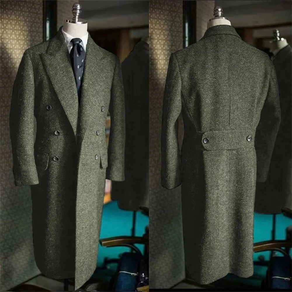 Winter Classic Herringbone Retro Man Long Coat Woolen Simple Style Slim Fit Coat Leisure Versatile Business Suit Blazer 260916