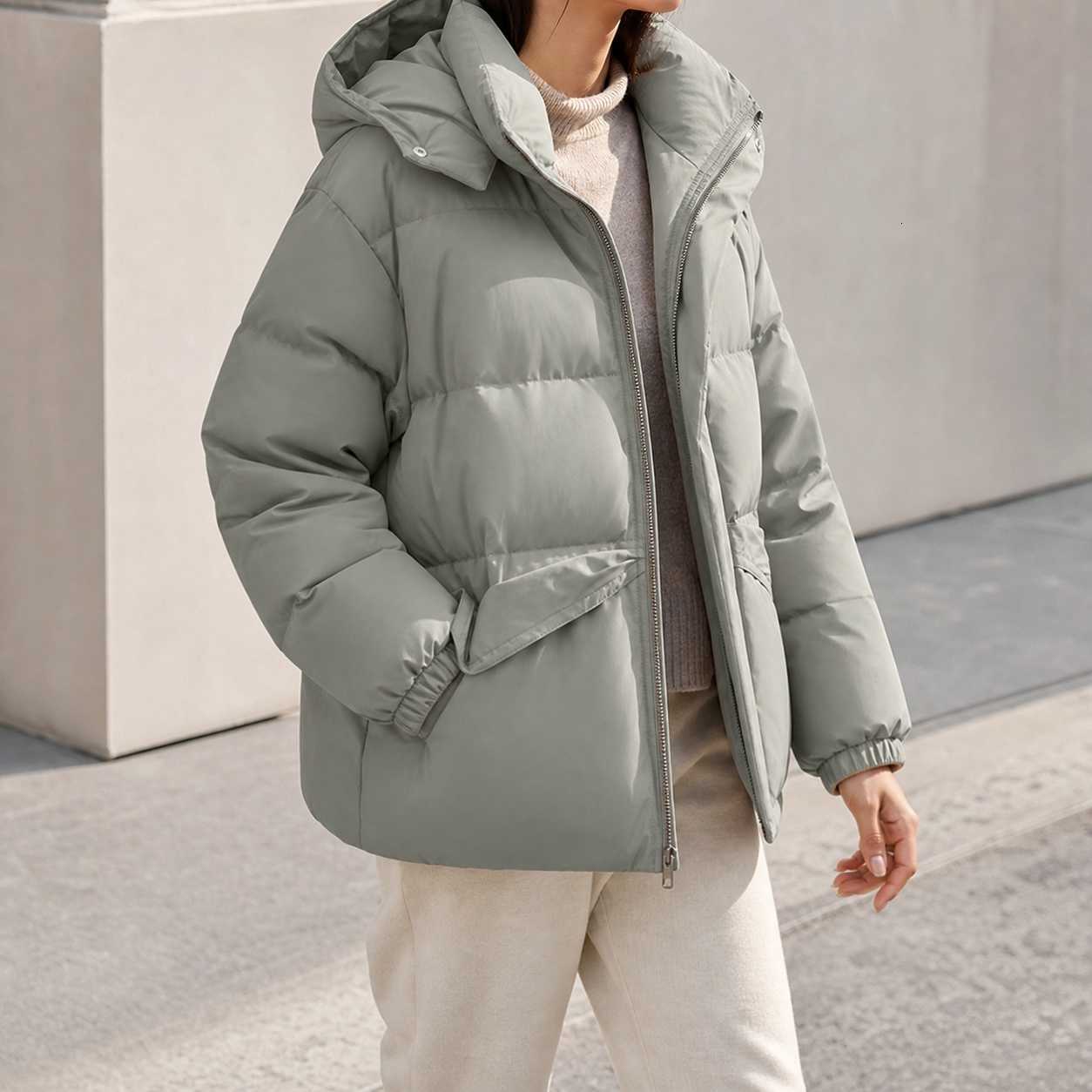 Hooded Oversized Women's Solid Cropped Color Sleeveless Single Breasted Jacket For Women Down And Parkas Women's Clothing H260917