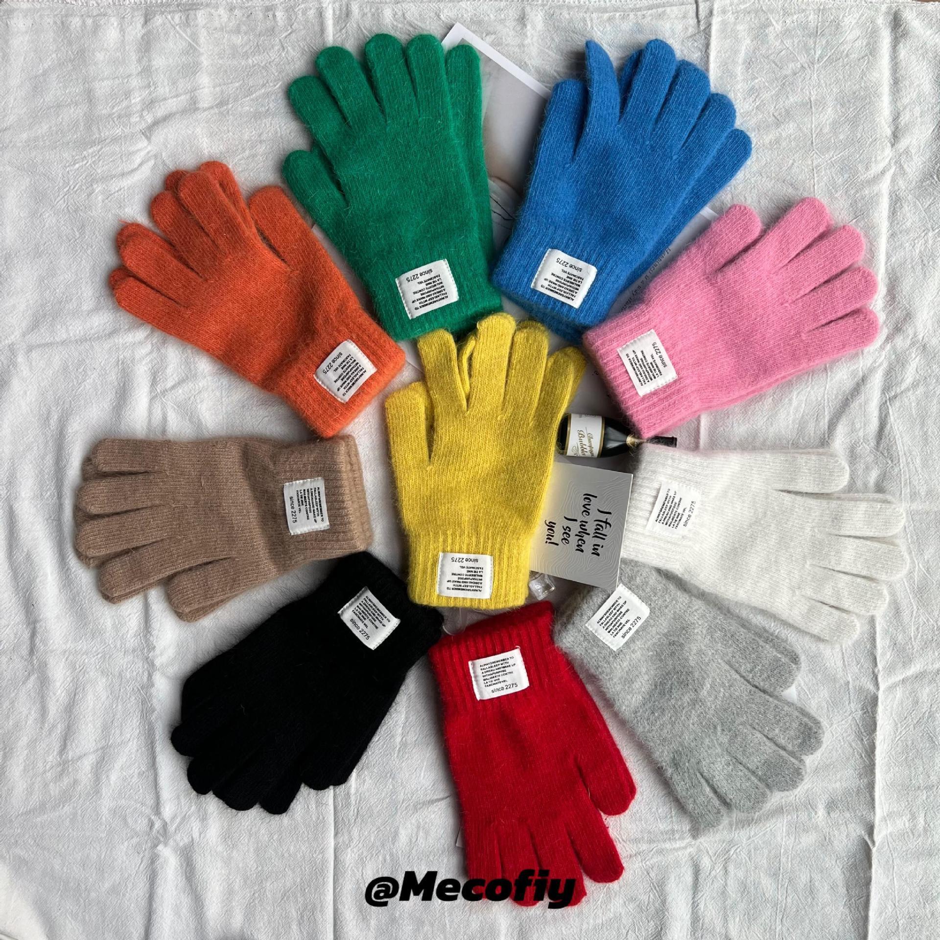 2026 New Solid Color Warm Thick Knitted Gloves for Women Winter Fingerless Touchscreen Wool Student Cycling Split Finger
