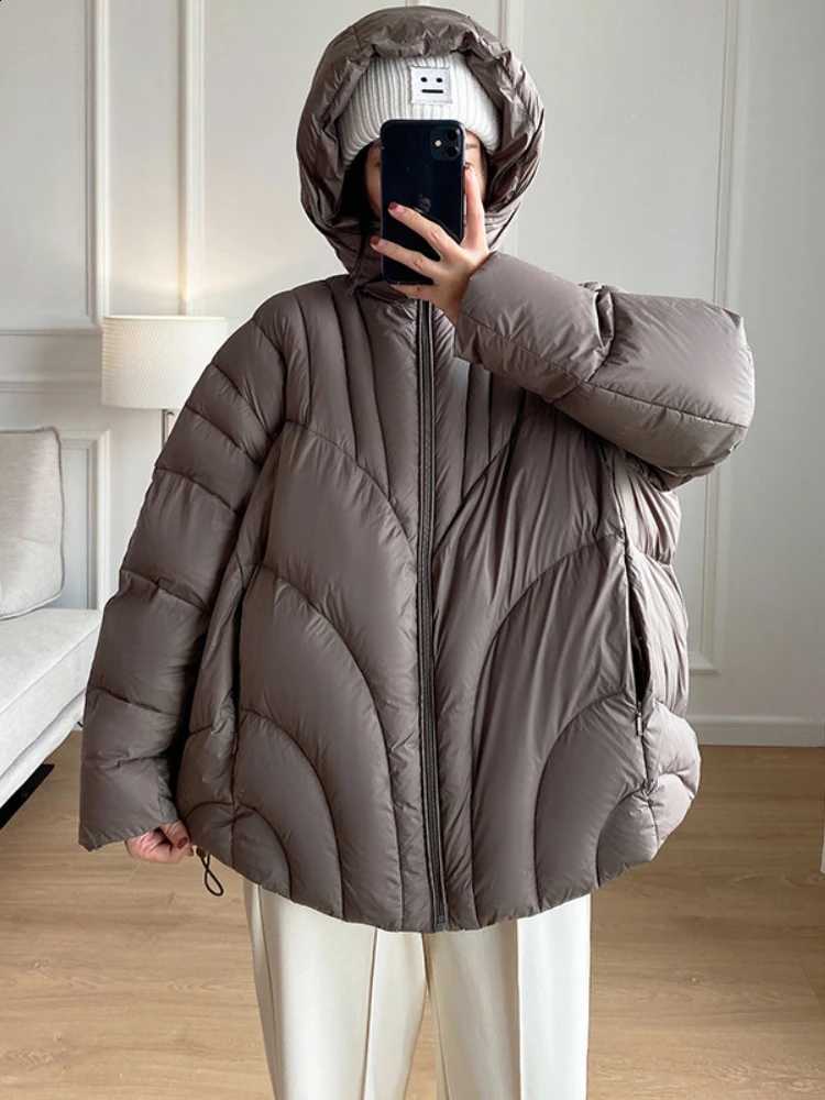 2025 New 90% White DuCK Down Winter JaCKet Women THiCK Coat Collar Hooded Loose Warm Outerwear Fashion Streetwear H2609171
