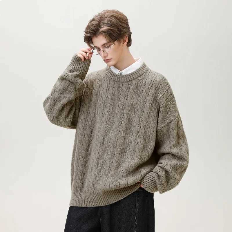 Tide Brand Series Solid Men's Color Twist Design Turtleneck Sweater Autumn and Winter Couples Loose Knit Sweater Thick Sweater J260916