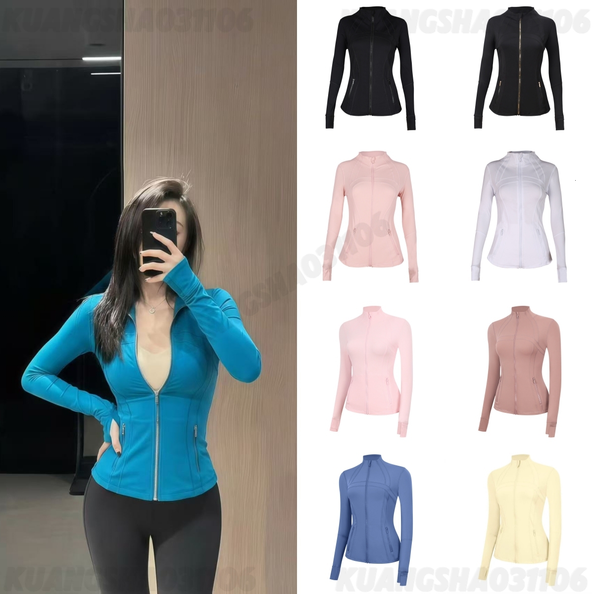 Women's Yoga Jacket High Elastic long clothes sleeves Gym coat Solid Color Nude Sports fitness Outfit designer yoga Jogging Sportswear pilates