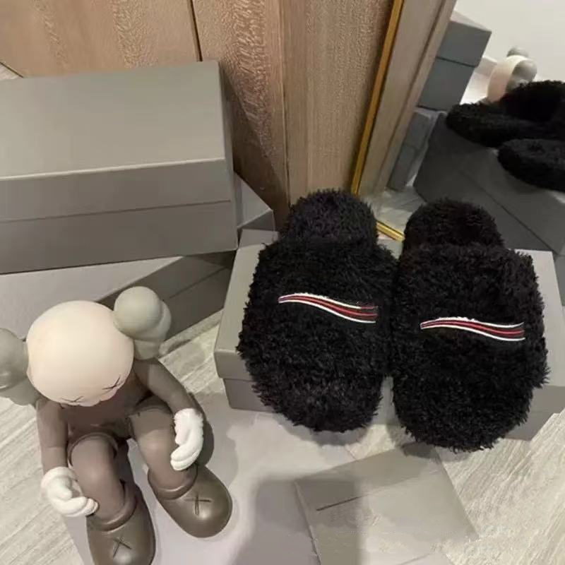 Designer Men Women Slippers Ladies Wool Winter Fur Fluffy Furry Warm Letters Casual Wool Sandals Fashion Comfortable Fuzzy Girl Flip Flop Slipper