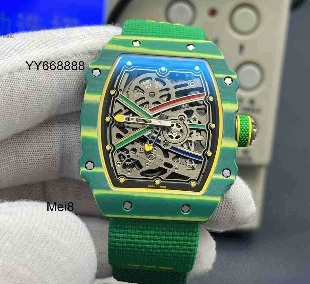 Mens watches high quality Luxury watch Automatic Mechanical watch Rmm6702 Tourbillon Movement 38X47X78mm sapphire crystal mirror ceramic case design