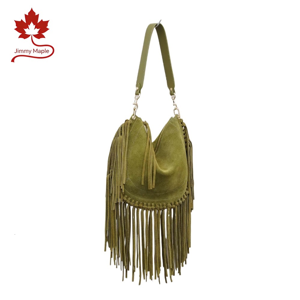 New Autumn Collection Waterfall Fringe Design Women's Tote Coffee 100% Real Suede Cow Leather Female Shoulder Bag Suotong260915