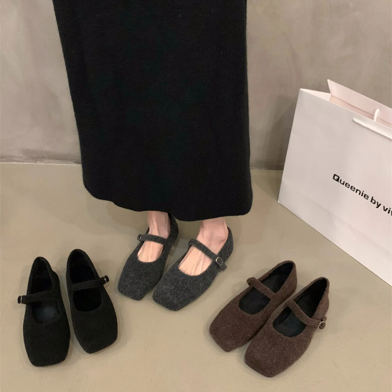 Fluffy Shoes for Women 2026 Style Fall Winter French Vintage Flat Mary Jane Shoes 260917