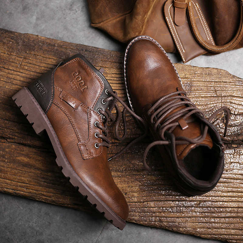 Vintage Men Boots 2026 New Autumn Winter Shoes High Quality Men's Leather Boots Side Zipper Men's Ankle Boots Large Size 39-48 D260917