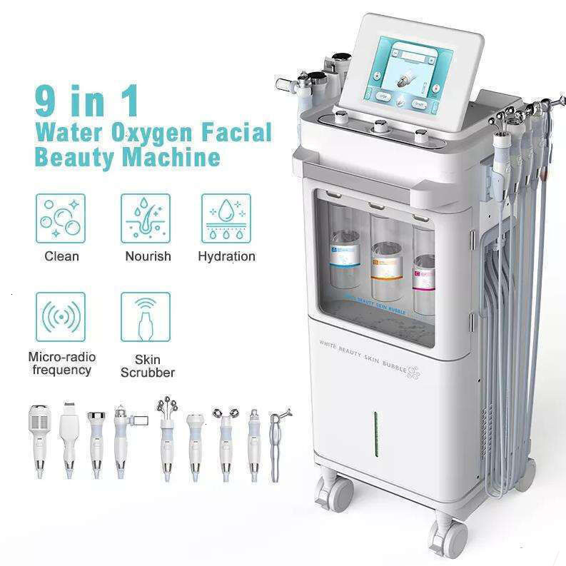 Upd Professional 9 In 1 Microdermabrasion Massage Machine RF Skin Elasticity Improve Skin Detox H2o2 Deep Cleaning Aqua Peeling Oil Remove Equipment