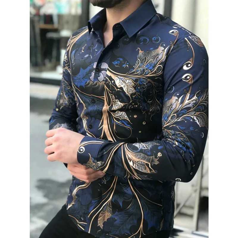 Men's Vintage 3D Printed Long Sve Button Down Shirts Turn Collar Casual Streetwear Hawaiian Beach Camisa Masculina Blouse Q260917
